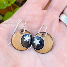 Load image into Gallery viewer, Moon and stars enamel earrings