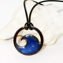 Load image into Gallery viewer, Transparent Royal Blue Enamel Wave Necklace