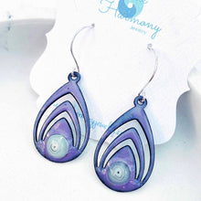 Load image into Gallery viewer, purple lotus enamel murrini spiral earrings seaside harmony