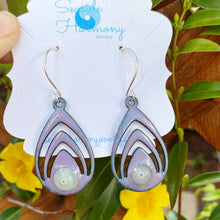 Load image into Gallery viewer, purple lotus enamel murrini spiral earrings seaside harmony