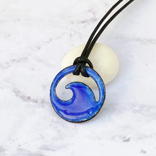 Royal Blue Enamel Mini Wave Necklace