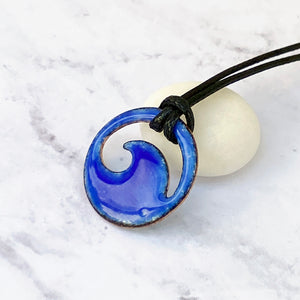 Royal Blue Enamel Mini Wave Necklace