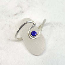 Load image into Gallery viewer, Sterling silver hammered wave ring with custom gemstone, birthstone ring
