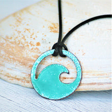 Load image into Gallery viewer, Seagreen Enamel Wave Necklace