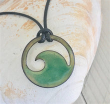 Load image into Gallery viewer, Transparent Seagreen Enamel Wave Necklace