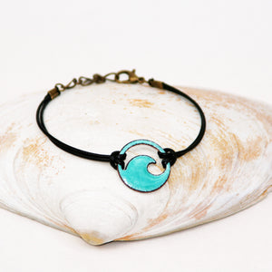 Seagreen Enamel Mini Wave Bracelet