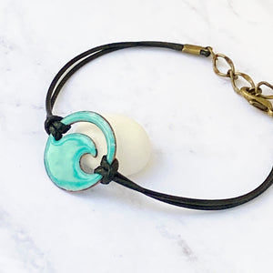 Seagreen Enamel Mini Wave Bracelet