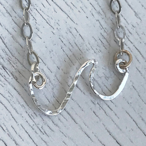 Sterling silver Ocean Wave Necklace with sterling chain