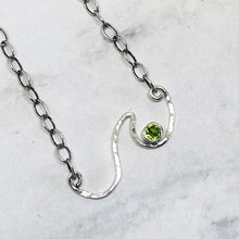 Load image into Gallery viewer, sterling silver wave necklace with peridot seaside harmony