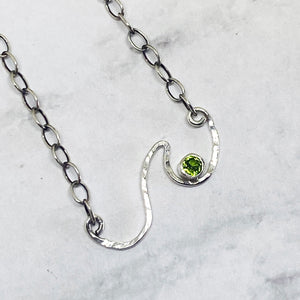 sterling silver wave necklace with peridot seaside harmony