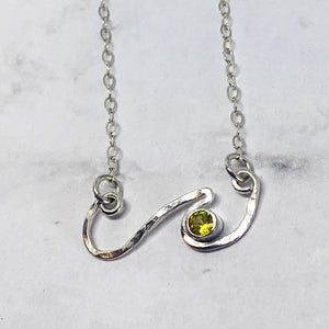 sterling silver wave necklace with yellow topaz seaside harmony