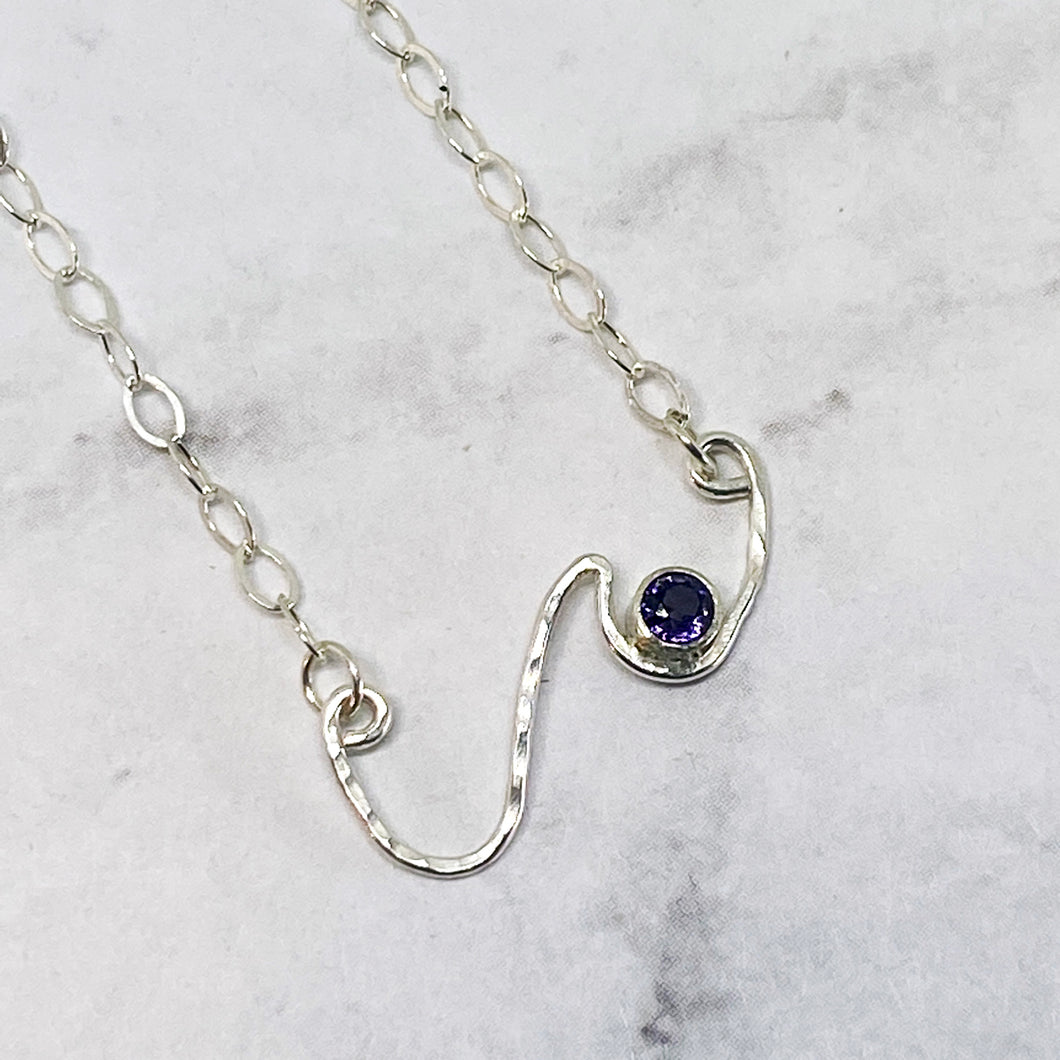 sterling silver wave necklace with amethyst seaside harmony