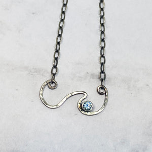 sterling silver wave necklace aquamarine seaside harmony