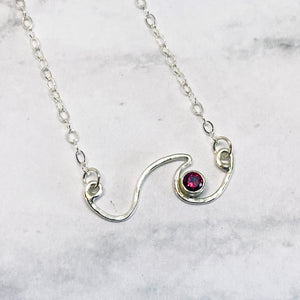 sterling silver necklace with ruby seaside harmony