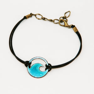 Turquoise Blue Enamel Mini Wave Bracelet