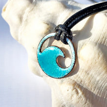 Load image into Gallery viewer, Turquoise Blue Enamel Mini Wave Necklace