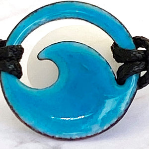Enamel No-bail Mini Wave Choker Necklace - Aqua, seagreen, royal blue, light blue, turquoise, ocean bubbles