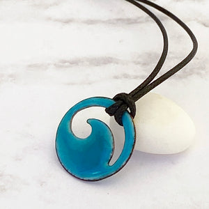 Turquoise Blue Enamel Mini Wave Necklace